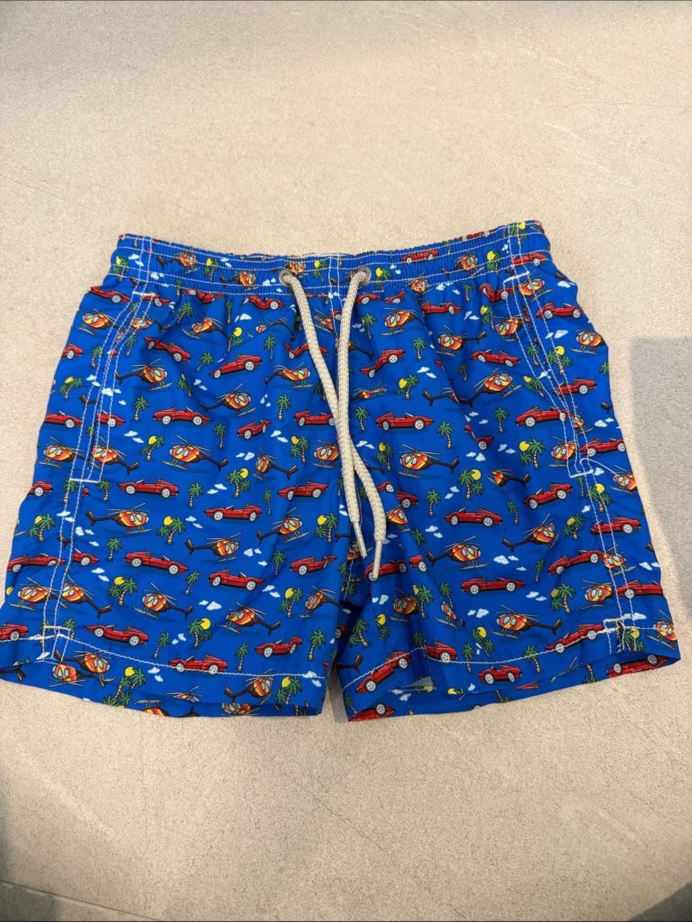 Kids MC 2 Saint Barth  Blue Tropical Car Print Swim Shorts